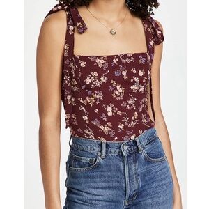 REFORMATION Ellora Top in Chantelle Burgundy Floral